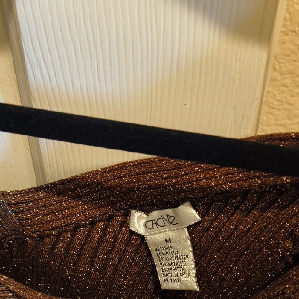 Cache Shimmering Brown Ribbed Top - Picture 2 of 3